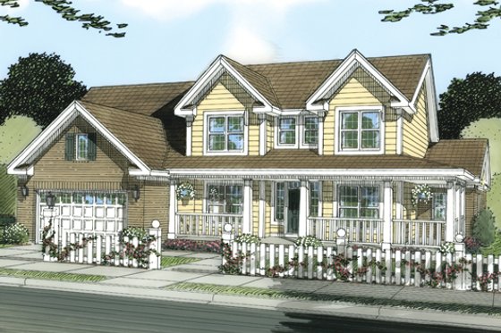 Exterior - Front Elevation 3 for Country House Plan #513-2051 - 3 bed, 2.5 bath