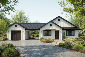 Exterior - Front Elevation 3 for Ranch House Plan #515-20 - 2 bed, 1 bath