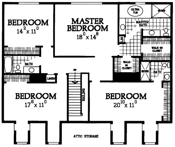 Dream House Plan - Classical Floor Plan - Upper Floor Plan #72-980