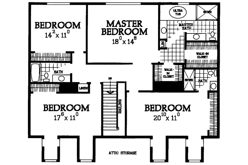 Dream House Plan - Floor Plan - Upper Floor for Classical House Plan #72-980 - 4 bed, 3.5 bath