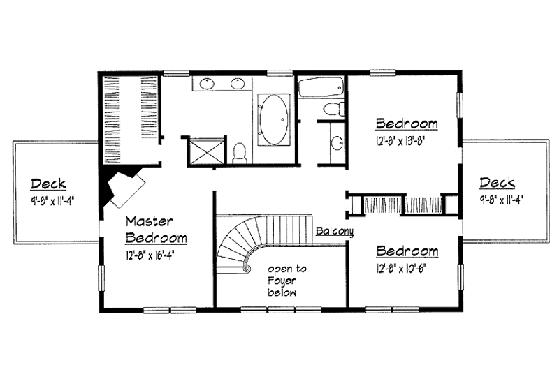 House Blueprint - Floor Plan - Upper Floor for Country House Plan #1051-14 - 3 bed, 2.5 bath