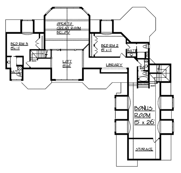House Design - Country Floor Plan - Upper Floor Plan #320-993