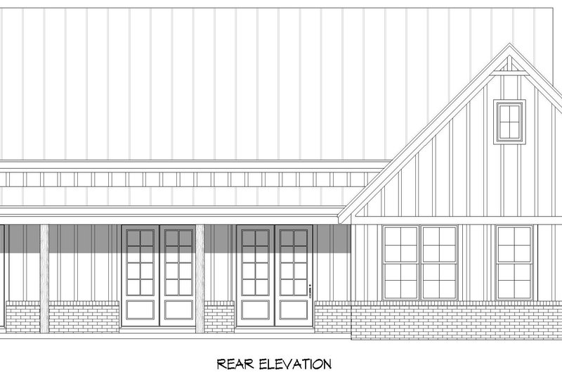 House Design - Exterior - Rear Elevation for Farmhouse House Plan #932-1151 - 3 bed, 2.5 bath