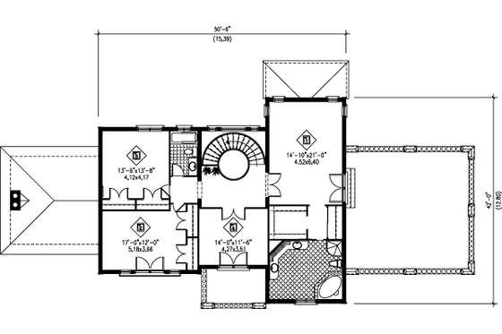 Floor Plan - Upper Floor for European House Plan #25-253 - 4 bed, 2.5 bath