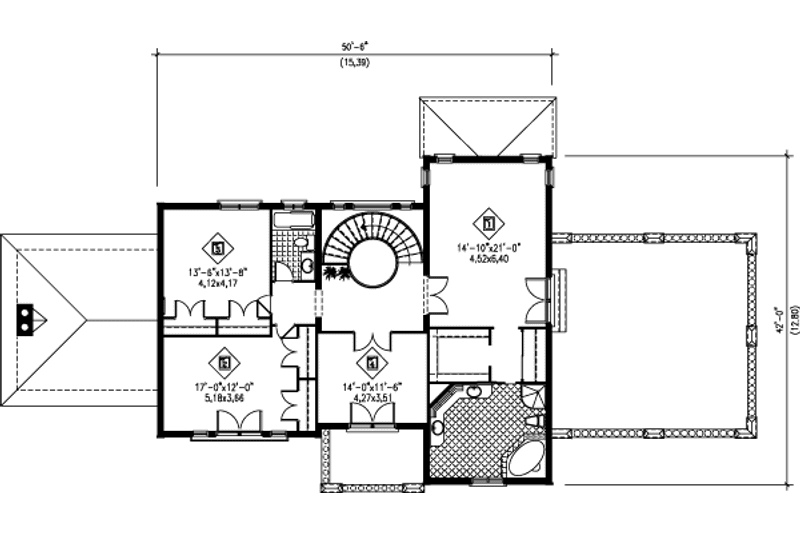 Home Plan - Floor Plan - Upper Floor for European House Plan #25-253 - 4 bed, 2.5 bath