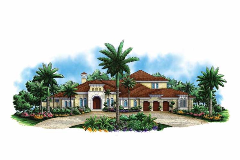 House Blueprint - Exterior - Front Elevation 3 for Mediterranean House Plan #1017-105 - 4 bed, 4.5 bath