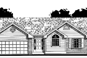 House Plan Design - Exterior - Front Elevation for Ranch House Plan #300-127 - 3 bed, 2 bath