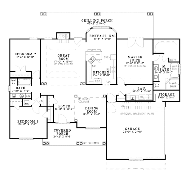 Architectural House Design - Traditional Floor Plan - Main Floor Plan #17-2831