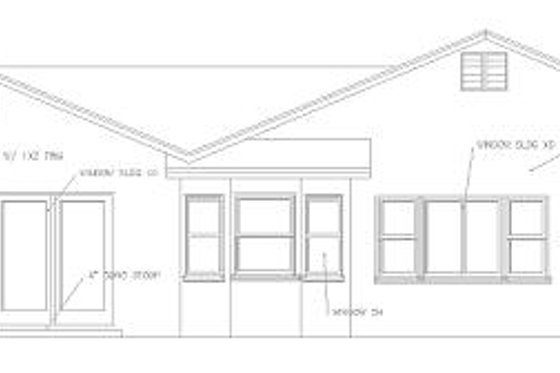 Exterior - Rear Elevation for Mediterranean House Plan #1-196 - 2 bed, 2 bath