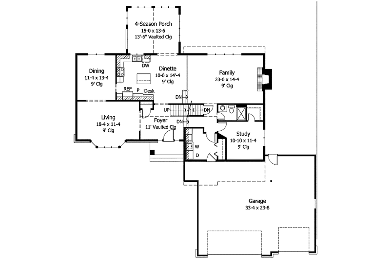 Architectural House Design - Floor Plan - Main Floor for Mediterranean House Plan #51-933 - 3 bed, 3 bath