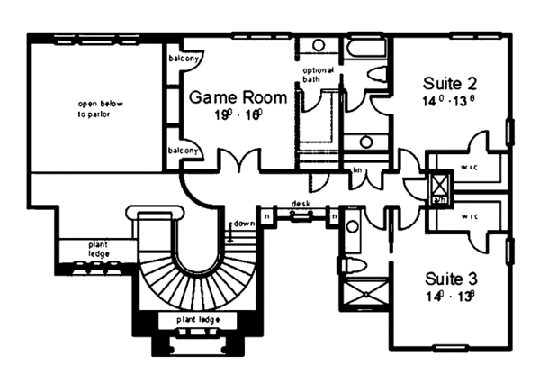 Home Plan - Mediterranean Floor Plan - Upper Floor Plan #1039-2