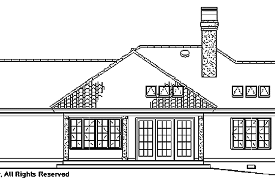 Exterior - Rear Elevation for Mediterranean House Plan #929-197 - 3 bed, 2 bath