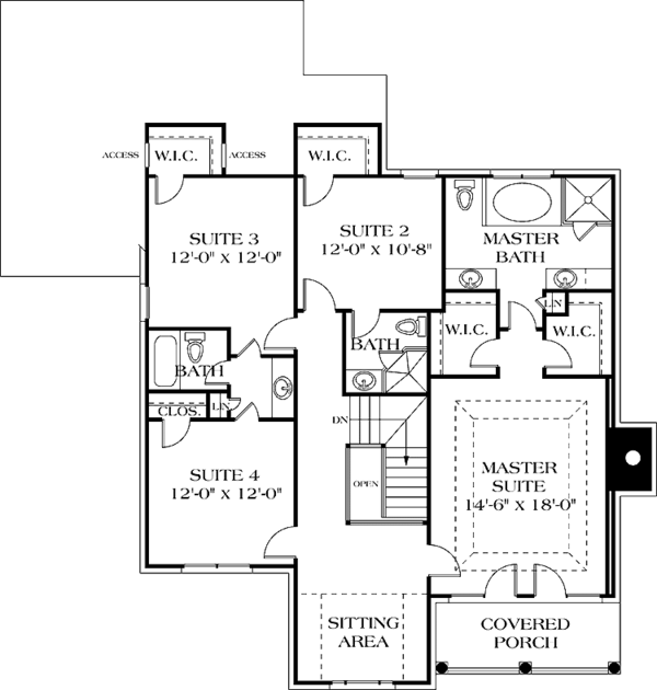 House Design - Traditional Floor Plan - Upper Floor Plan #453-114