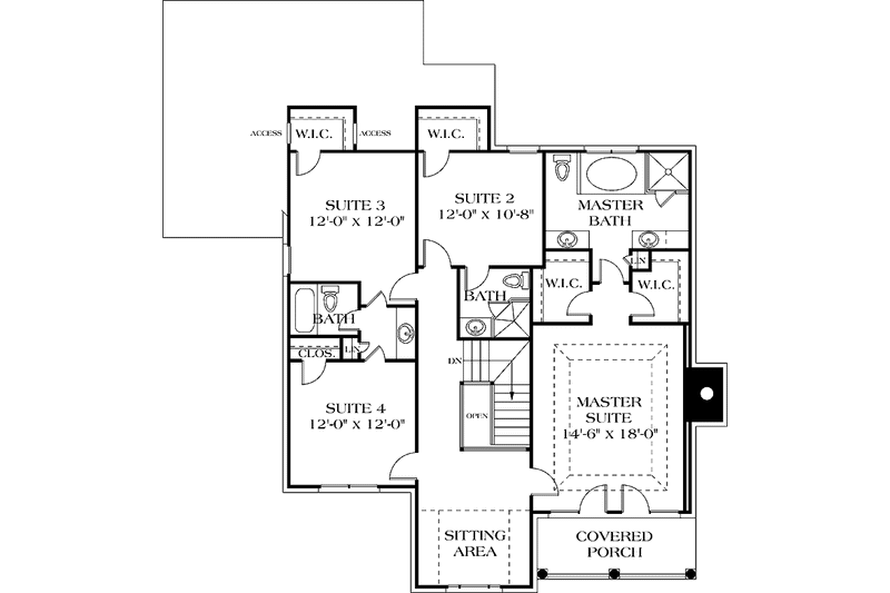 Architectural House Design - Floor Plan - Upper Floor for Traditional House Plan #453-114 - 4 bed, 3.5 bath
