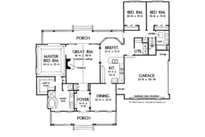 Floor Plan - Main Floor for Ranch House Plan #929-244 - 3 bed, 2 bath