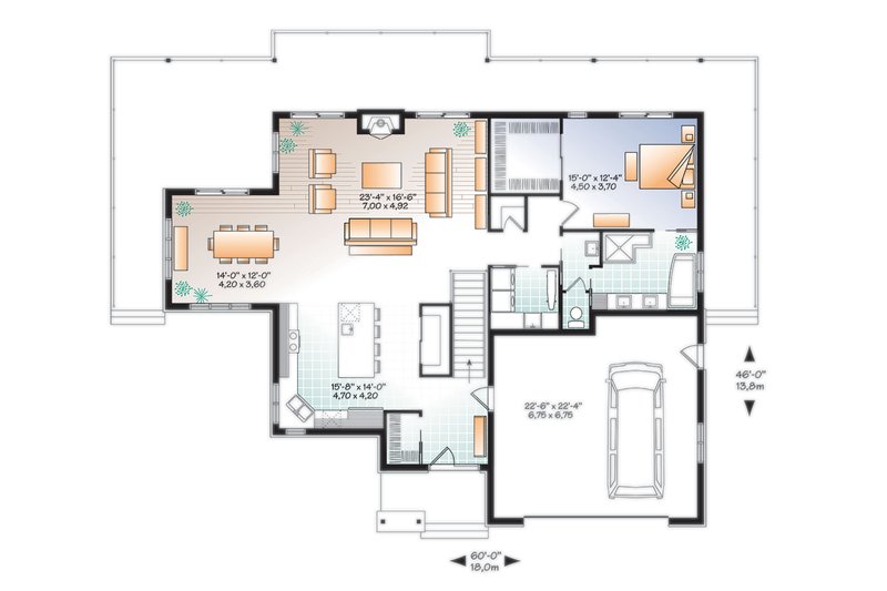 Home Plan - Floor Plan - Main Floor for Craftsman House Plan #23-2712 - 4 bed, 2.5 bath