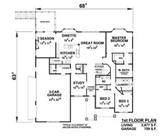 Floor Plan - Main Floor for Craftsman House Plan #20-2471 - 5 bed, 4.5 bath
