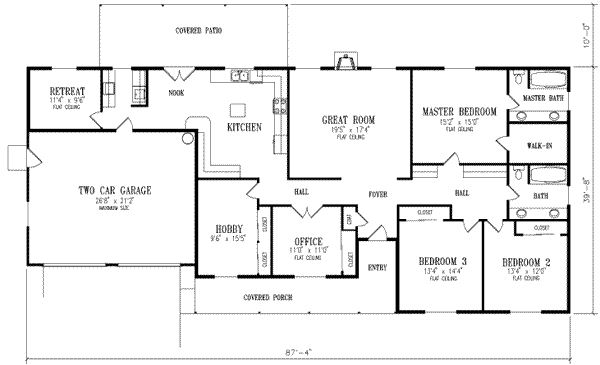 Dream House Plan - Ranch Floor Plan - Main Floor Plan #1-529
