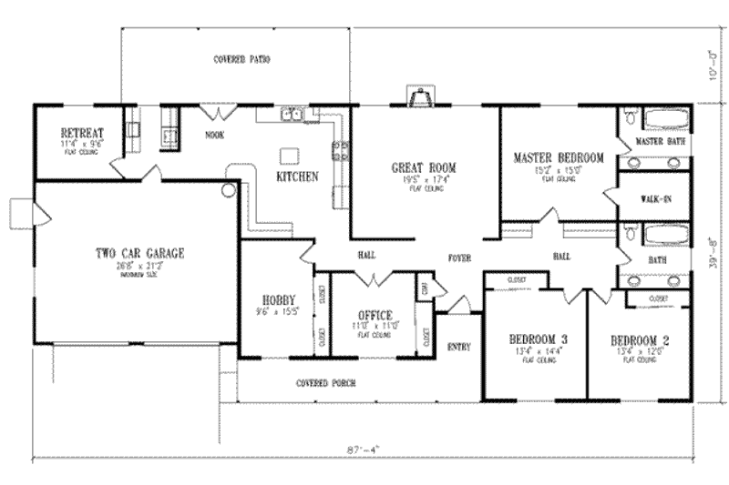 Dream House Plan - Floor Plan - Main Floor for Ranch House Plan #1-529 - 3 bed, 2 bath