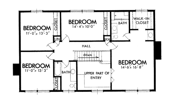 House Plan Design - Colonial Floor Plan - Upper Floor Plan #320-1369