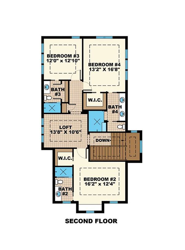 Beach Floor Plan - Upper Floor Plan #27-543
