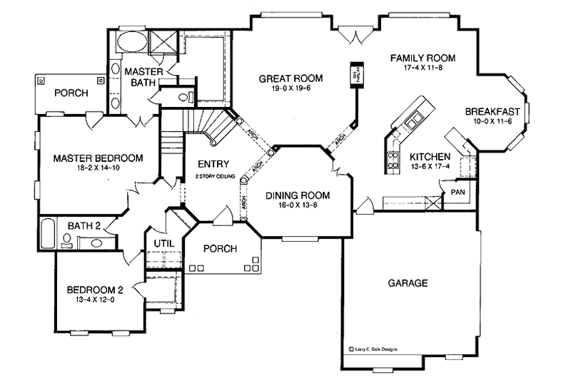 House Blueprint - Floor Plan - Main Floor for European House Plan #952-100 - 4 bed, 3 bath