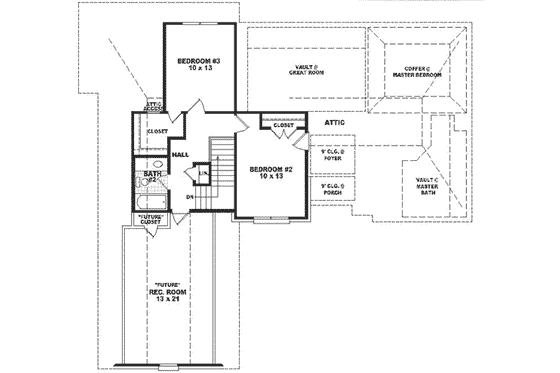 Floor Plan - Upper Floor for Traditional House Plan #81-286 - 3 bed, 2.5 bath