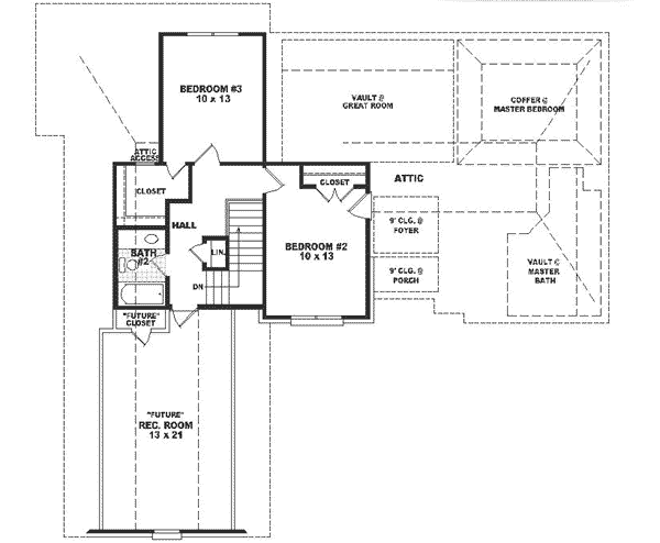 Traditional Floor Plan - Upper Floor Plan #81-286