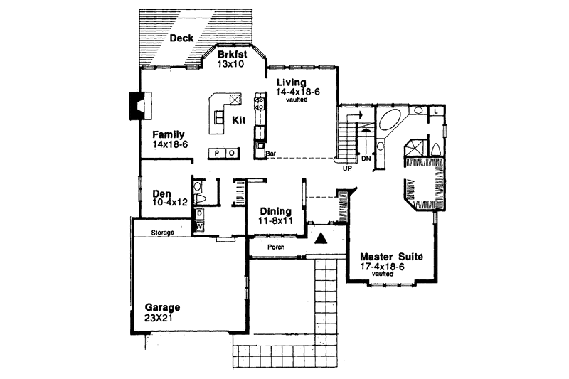 Home Plan - Floor Plan - Main Floor for Traditional House Plan #320-733 - 3 bed, 2.5 bath