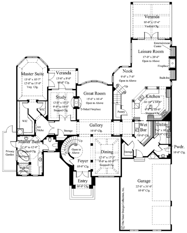 Architectural House Design - Mediterranean Floor Plan - Main Floor Plan #930-274