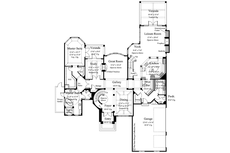 Architectural House Design - Floor Plan - Main Floor for Mediterranean House Plan #930-274 - 4 bed, 4.5 bath