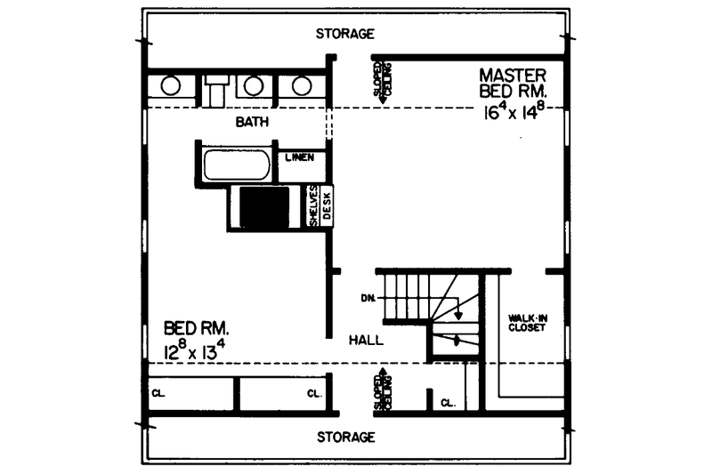 Home Plan - Floor Plan - Upper Floor for Colonial House Plan #72-673 - 3 bed, 2 bath