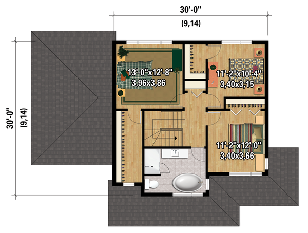 Contemporary Floor Plan - Upper Floor Plan #25-4373