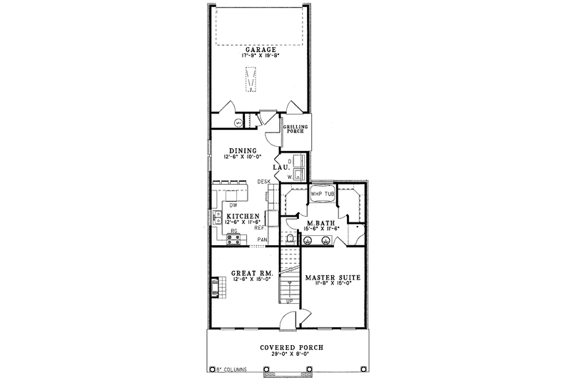Home Plan - Floor Plan - Main Floor for Country House Plan #17-3205 - 3 bed, 2 bath