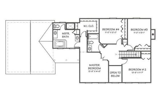 Floor Plan - Upper Floor for Colonial House Plan #446-2 - 4 bed, 2.5 bath