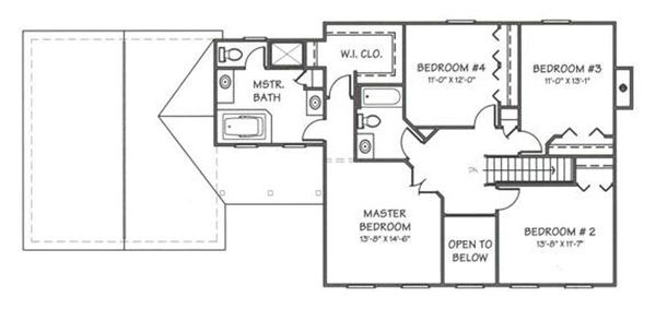 Colonial Floor Plan - Upper Floor Plan #446-2