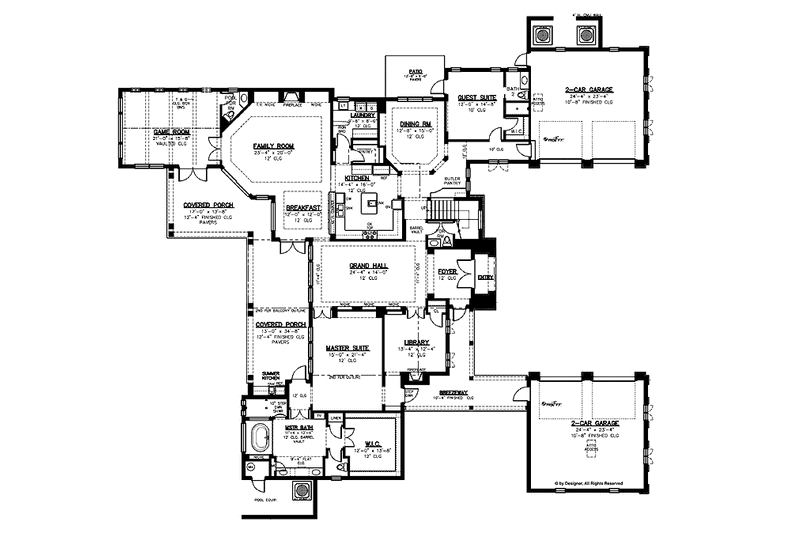 Home Plan - Floor Plan - Main Floor for European House Plan #1019-6 - 5 bed, 5 bath