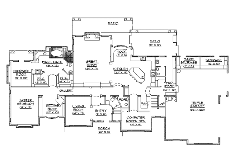 Home Plan - Floor Plan - Main Floor for Traditional House Plan #945-62 - 7 bed, 3 bath