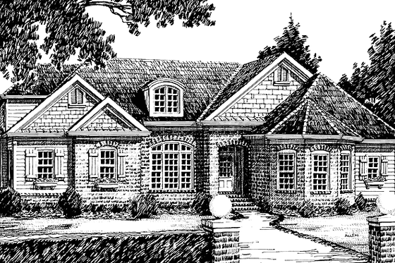 Exterior - Front Elevation 3 for European House Plan #927-610 - 3 bed, 2.5 bath