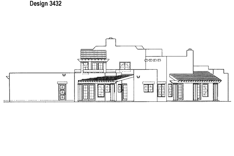 Home Plan - Exterior - Rear Elevation for Adobe / Southwestern House Plan #72-925 - 4 bed, 3.5 bath