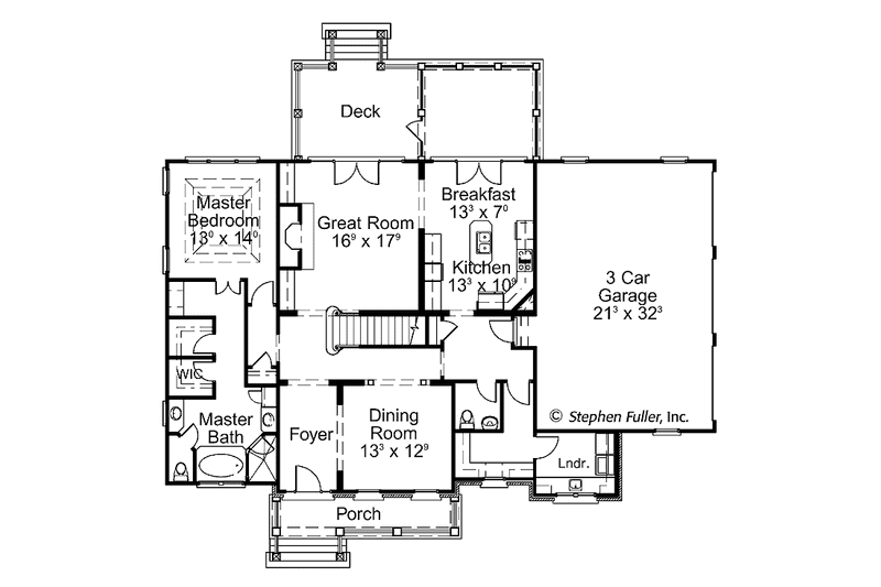 Home Plan - Floor Plan - Main Floor for Colonial House Plan #429-401 - 3 bed, 3.5 bath