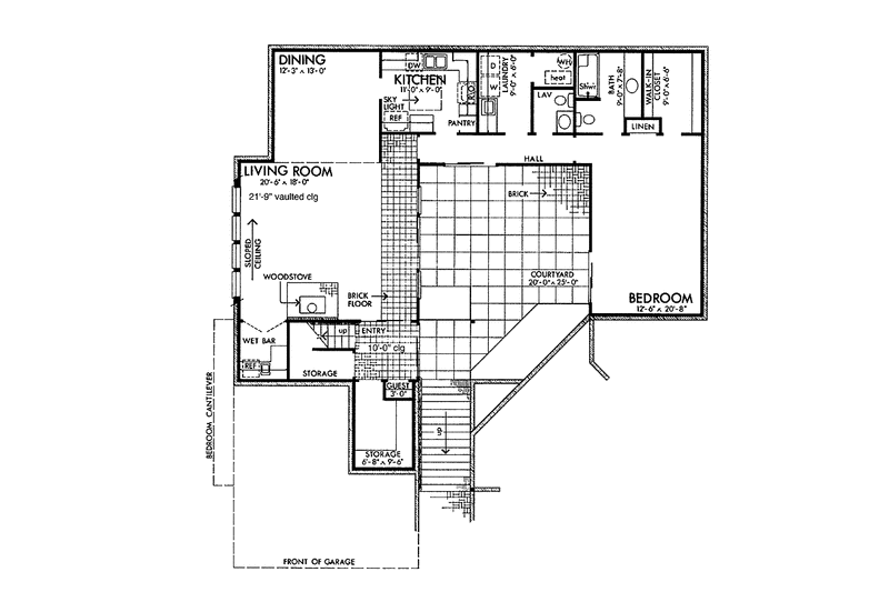 Home Plan - Floor Plan - Main Floor for Contemporary House Plan #320-822 - 1 bed, 2.5 bath