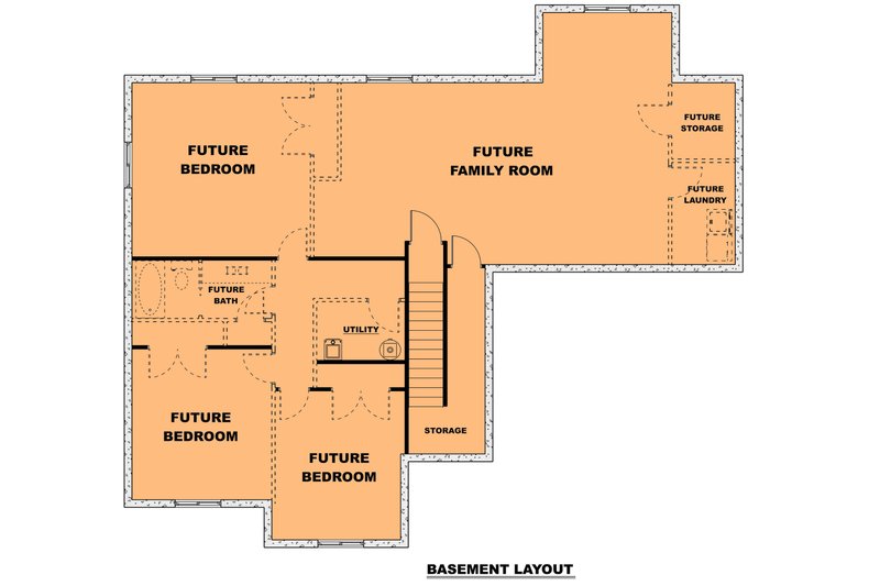 Home Plan - Floor Plan - Lower Floor for Ranch House Plan #1111-3 - 3 bed, 2 bath