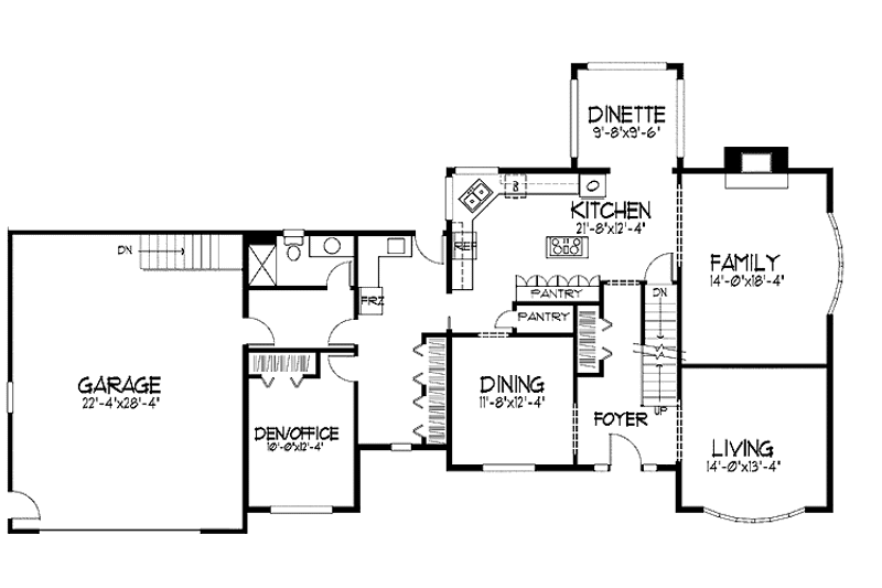 Architectural House Design - Floor Plan - Main Floor for Tudor House Plan #51-952 - 3 bed, 2.5 bath