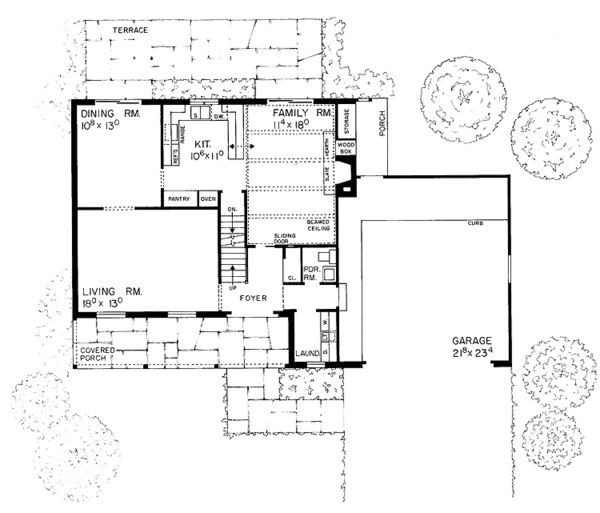 House Blueprint - Country Floor Plan - Main Floor Plan #72-588