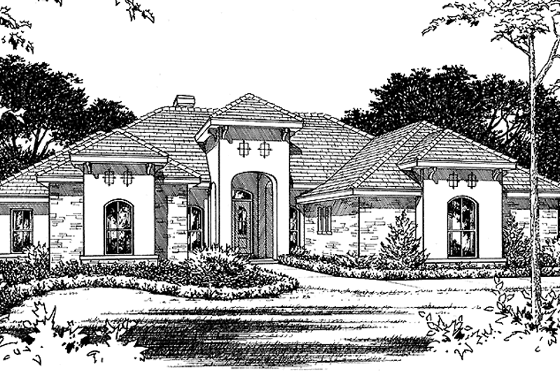 House Blueprint - European Exterior - Front Elevation Plan #472-354