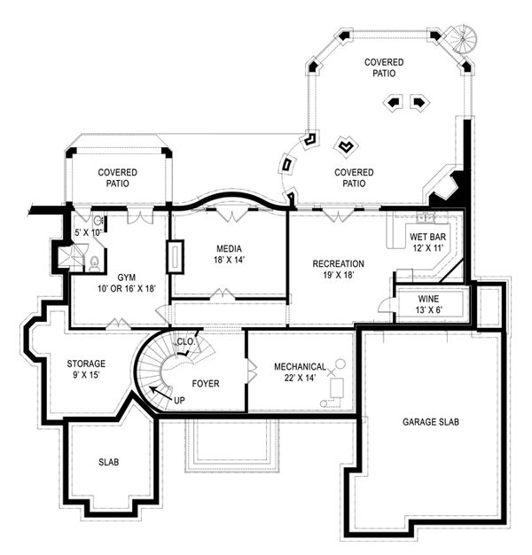 House Design - European Floor Plan - Lower Floor Plan #119-419