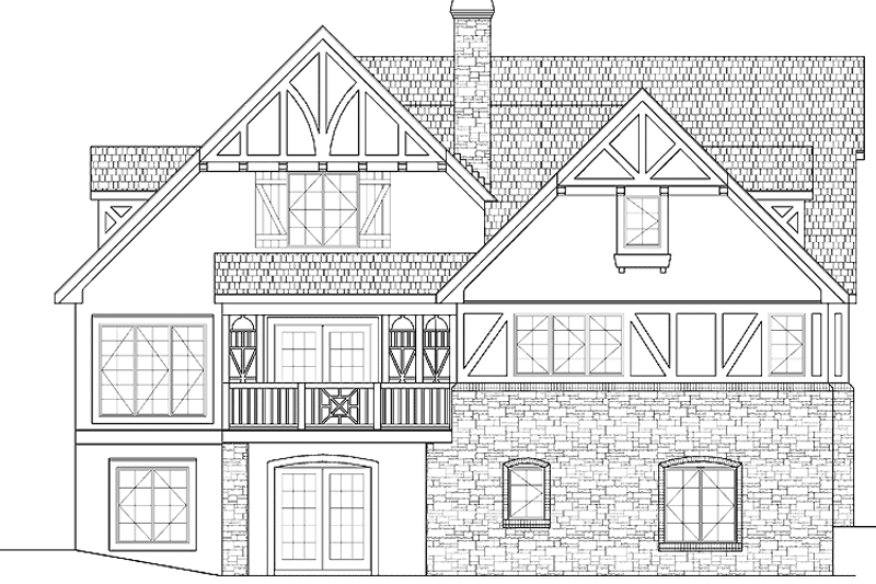 Home Plan - Exterior - Rear Elevation for Tudor House Plan #328-417 - 3 bed, 3.5 bath