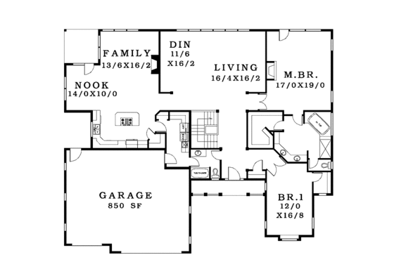 Floor Plan - Main Floor for Ranch House Plan #943-6 - 5 bed, 3 bath