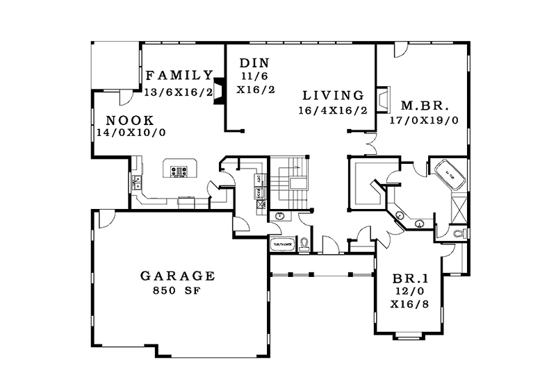 Home Plan - Floor Plan - Main Floor for Ranch House Plan #943-6 - 5 bed, 3 bath